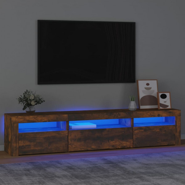 Móvel de TV com luzes LED carvalho fumado 195x35x40 cm D