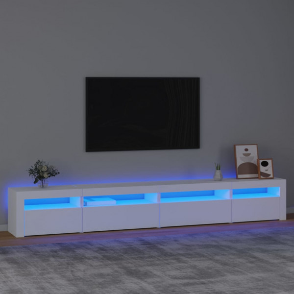 Mueble de TV con luces LED blanco 270x35x40 cm D