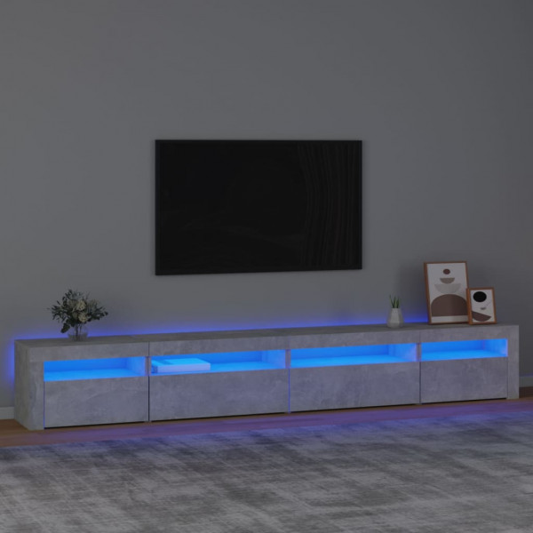 Móveis de televisão com luzes LED cinza de concreto 270x35x40 cm D