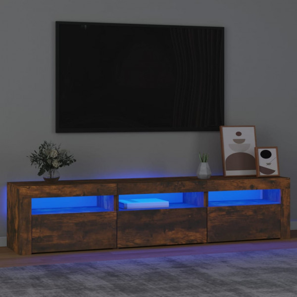 Mueble de TV con luces LED color roble ahumado 180x35x40 cm D