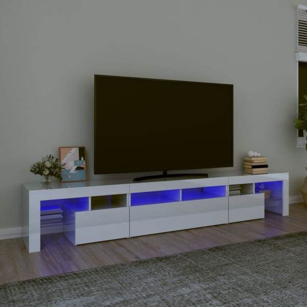 Mueble de TV con luces LED blanco brillante 230x36.5x40 cm D