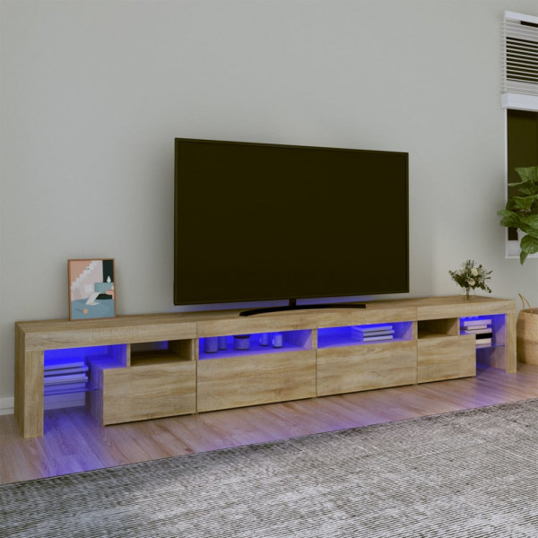 Móvel de TV com luzes LED carvalho Sonoma 260x36,5x40 cm D