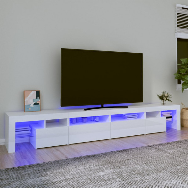 Móvel de TV com luzes LED brancas brilhantes 260x36,5x40 cm D