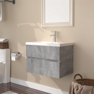 Mueble de baño con lavabo madera contrachapada gris Sonoma D