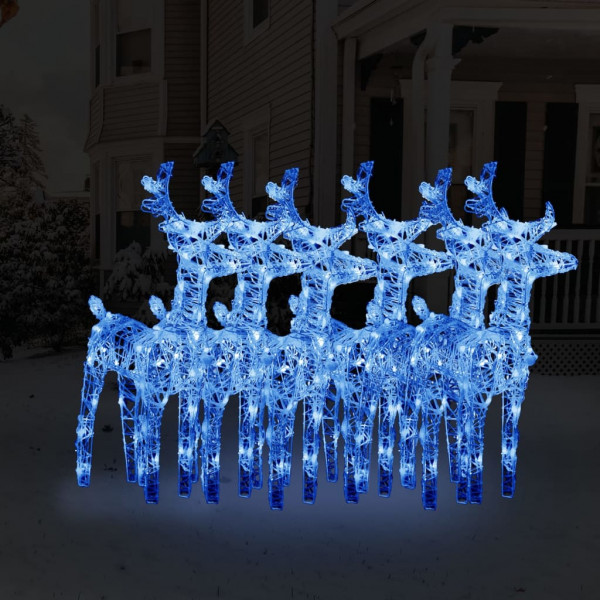 Renos de Natal 6 unidades 240 LED azul acrílico D