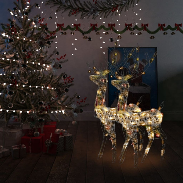 Ornamento de renas de Natal acrílico multicolor 2 uds 120 cm D
