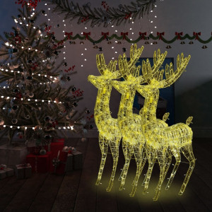 Rena de Natal acrílica 250 LED 3 peças branco quente 180 cm D