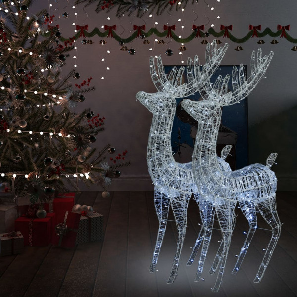 Rena de Natal acrílica 250 LED 2 peças branco frio 180 cm D