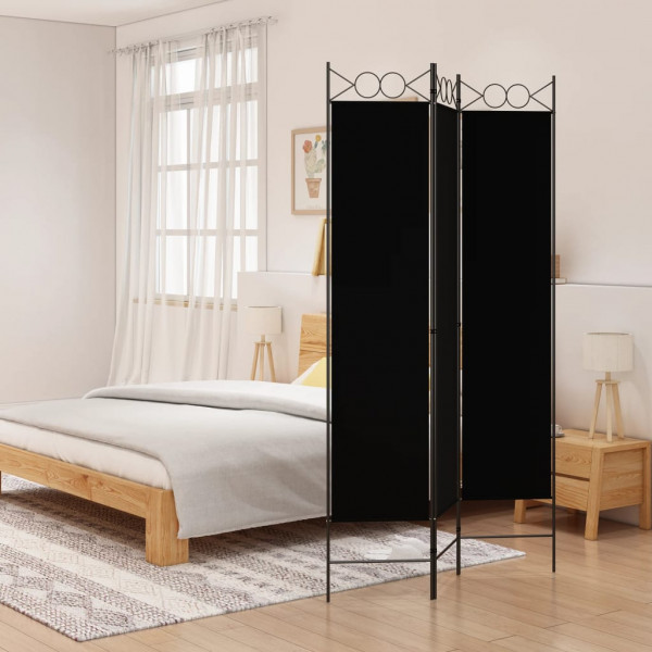 Biombo divisor de 3 paneles de tela negro 120x200 cm Biombo divisor de 3 paneles de tela negro 120x200 cm D