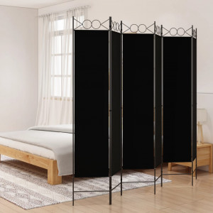 Biombo divisor de 6 paneles de tela negro 240x200 cm D
