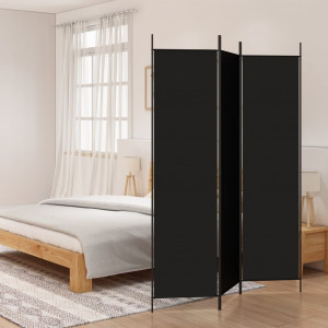 Biombo divisor de 3 paneles de tela negro 150x200 cm D