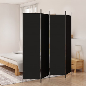 Biombo divisor de 4 paneles de tela negro 200x200 cm D