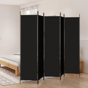 Biombo divisor de 5 paneles de tela negro 250x200 cm D