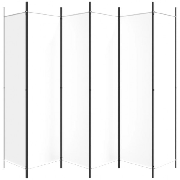Biombo divisor de 6 paneles de tela blanco 300x200 cm D