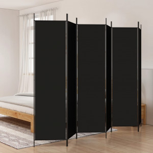 Biombo divisor de 6 paneles de tela negro 300x200 cm D