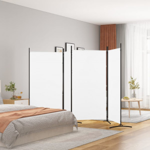 Biombo divisor de 4 paneles de tela blanco 346x180 cm D
