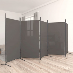 Biombo divisor de 5 paneles de tela gris antracita 433x180 cm D