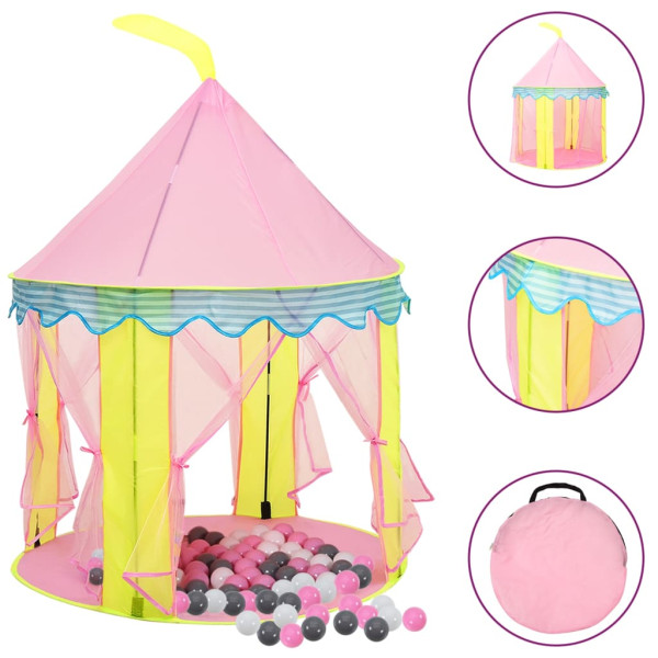 Tienda de juegos para niños con 250 bolas rosa 100x100x127 cm D