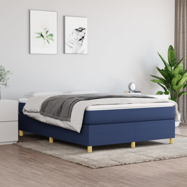 Estrutura da cama box spring tecido azul 140x200 cm D