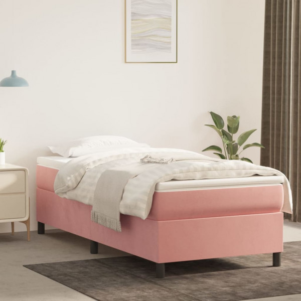 Estrutura da cama box spring veludo rosa 80x200 cm D