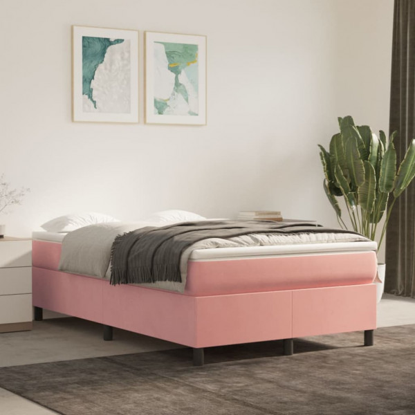 Estrutura da cama box spring veludo rosa 120x200 cm D