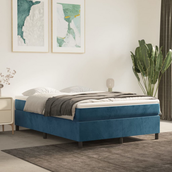 Estructura de cama box spring terciopelo azul oscuro 140x200 cm D