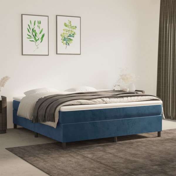 Estructura de cama box spring terciopelo azul oscuro 160x200 cm D