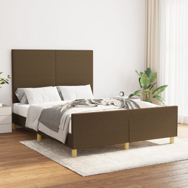 Estructura de cama con cabecero de tela marrón 140x200 cm D