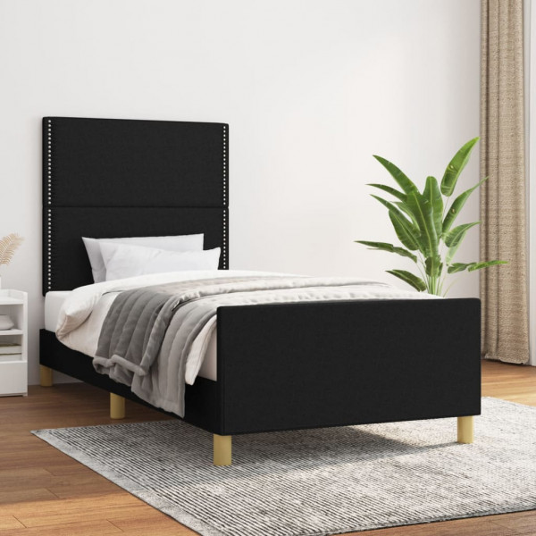 Estructura de cama con cabecero de tela negro 80x200 cm D