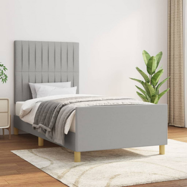 Estructura de cama con cabecero de tela gris claro 80x200 cm D