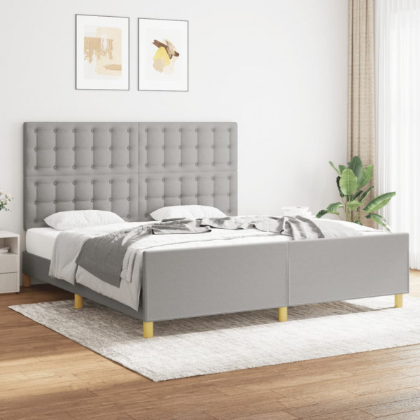Estrutura de cama com cabeceira em tecido cinza claro 180x200 cm D