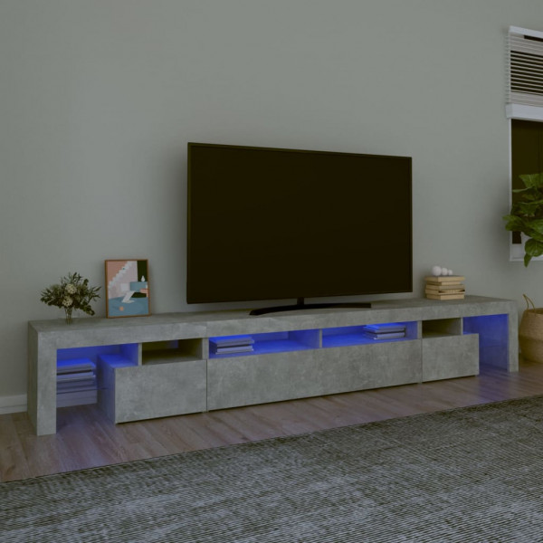 Móveis de televisão com luzes LED cinza de concreto 260x36.5x40 cm D