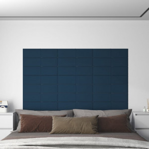 Paneles de pared 12 uds terciopelo azul 60x15 cm 1.08 m² D