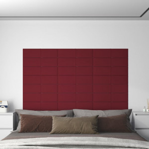 Paneles de pared 12 uds terciopelo rojo tinto 60x15 cm 1.08 m² D