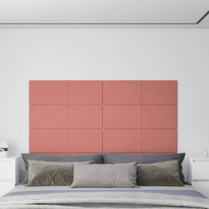 Paneles de pared 12 uds terciopelo rosa 90x30 cm 3.24 m² D