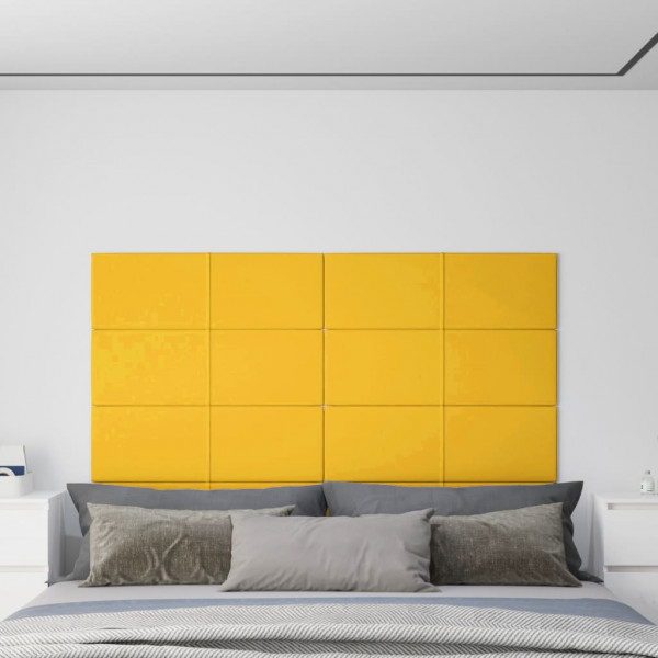 Painéis de parede 12 unidades de veludo amarelo 90x30 cm 3,24 m² D