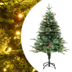 Árbol de Navidad con luces y piñas PVC PE verde 120 cm D