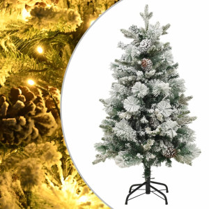 Árbol de Navidad con nieve. luces LED y piñas PVC y PE 150 cm D