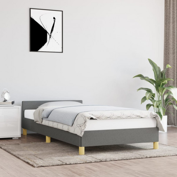 Estructura de cama con cabecero de tela gris oscuro 80x200 cm D