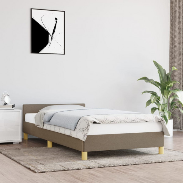 Estructura de cama con cabecero de tela gris taupe 80x200 cm D