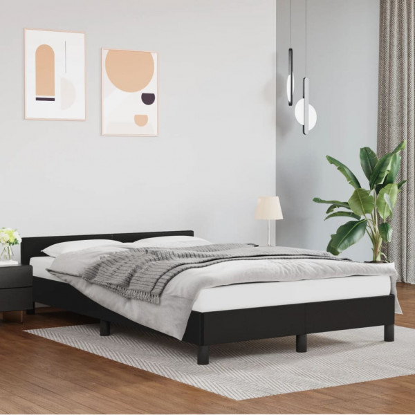 Estructura de cama con cabecero cuero sintético negro 120x200cm D