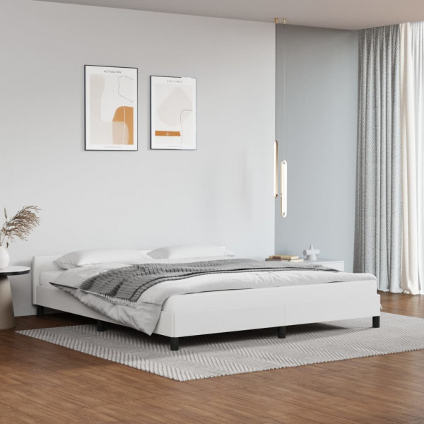 Estrutura da cama cabeceira de couro sintético branco 160x200 cm D