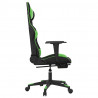 Silla gaming con reposapiés cuero sintético negro verde 4