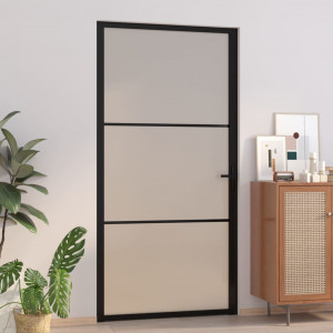 Puerta interior de vidrio y aluminio negro mate 102.5x201.5 cm D