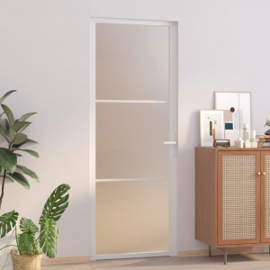 Puerta interior de vidrio y aluminio blanco mate 76x201.5 cm D