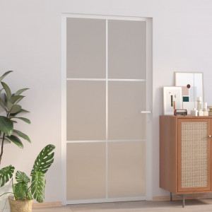 Puerta interior de vidrio y aluminio blanco mate 102.5x201.5 cm D