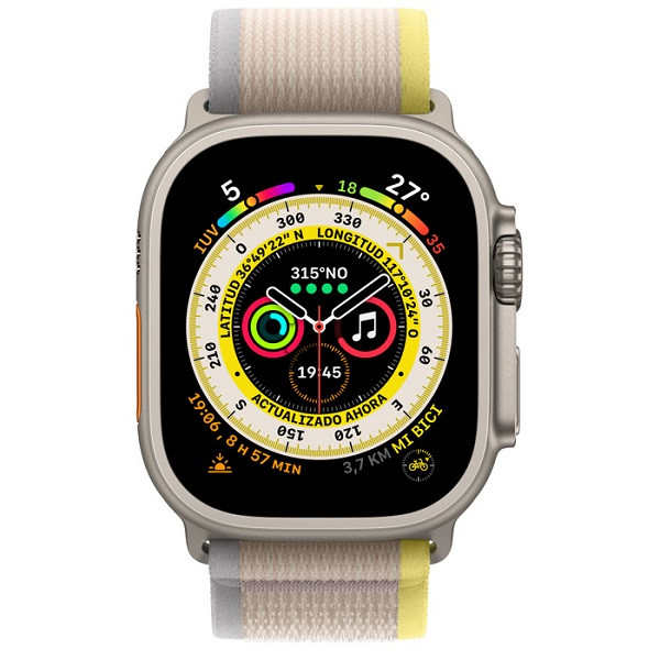 Apple Relógio Ultra GPS + celular 49mm titânio S/M trail loop bege/amarelo D