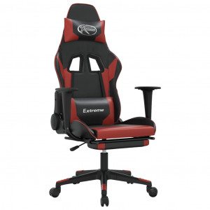 Cadeira de massagem gaming suporte de pés pele sintética preto vermelho vermelho H