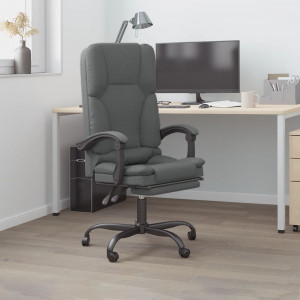 Silla de oficina reclinable con masaje de tela gris oscuro D