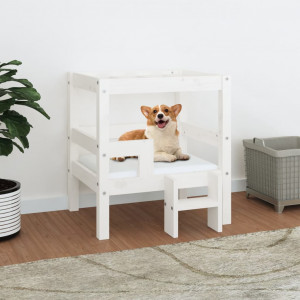 Cama para perros madera maciza de pino blanco 55.5x53.5x60 cm D